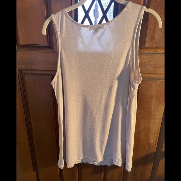 Beautiful gray  cotton blend embellished tank top - Picture 2 of 8
